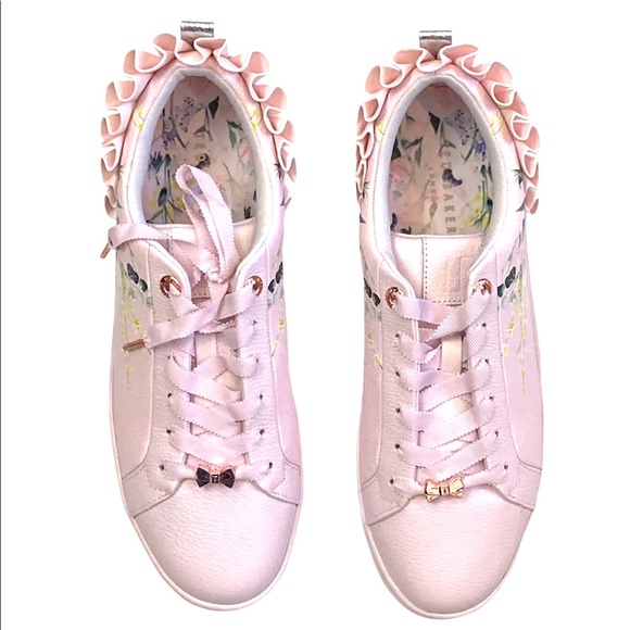 Ted Baker Astrina Floral Leather Ruffle Sneaker - Picture 3 of 6